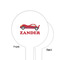 Race Car White Plastic 6" Food Pick - Round - Single Sided - Front & Back