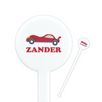 Race Car 7" Round Plastic Stir Sticks - White - Double Sided (Personalized)