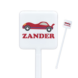 Race Car Square Plastic Stir Sticks - Double Sided (Personalized)
