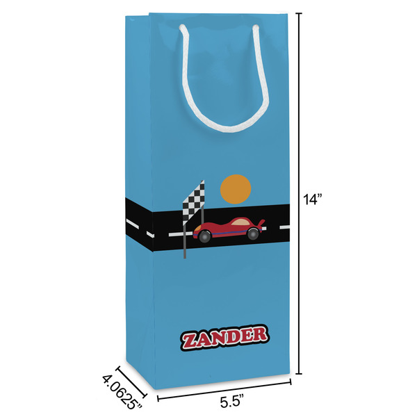 Race Car Wine Gift Bag - Dimensions