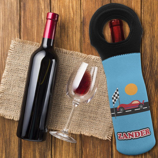 Race Car Wine Tote Bag - FLATLAY