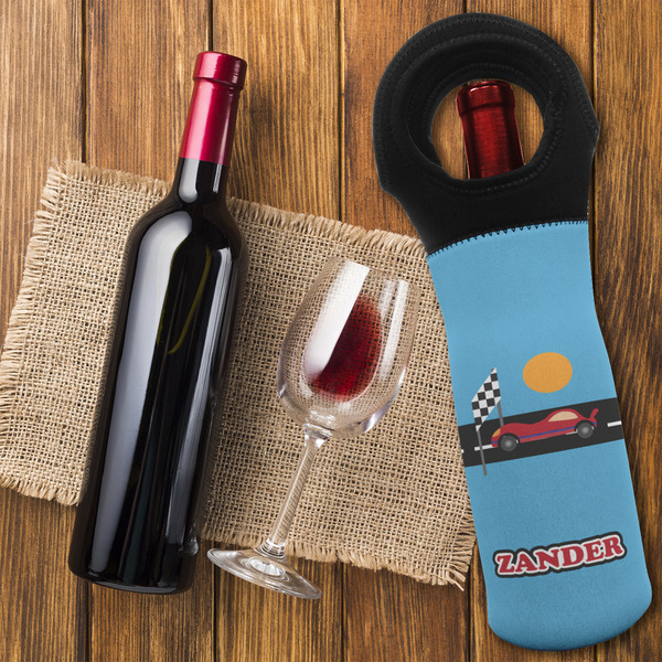 Race Car Wine Tote Bag - FLATLAY