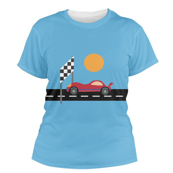 Custom Race Car Women's Crew T-Shirt - Large