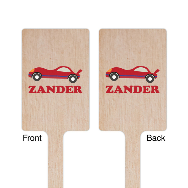 Race Car Wooden 6.25" Stir Stick - Rectangular - Double Sided - Front & Back