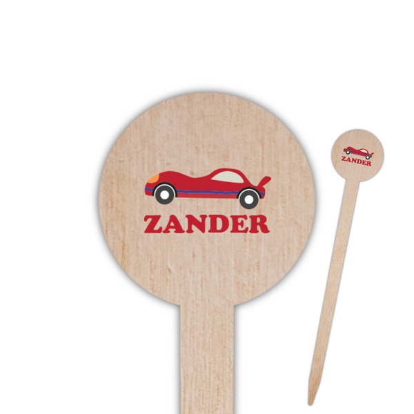 Custom Race Car Round Wooden Food Picks (Personalized)