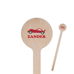 Race Car 6" Round Wooden Stir Sticks - Double Sided (Personalized)