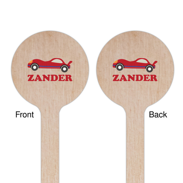 Race Car Wooden 6" Stir Stick - Round - Double Sided - Front & Back