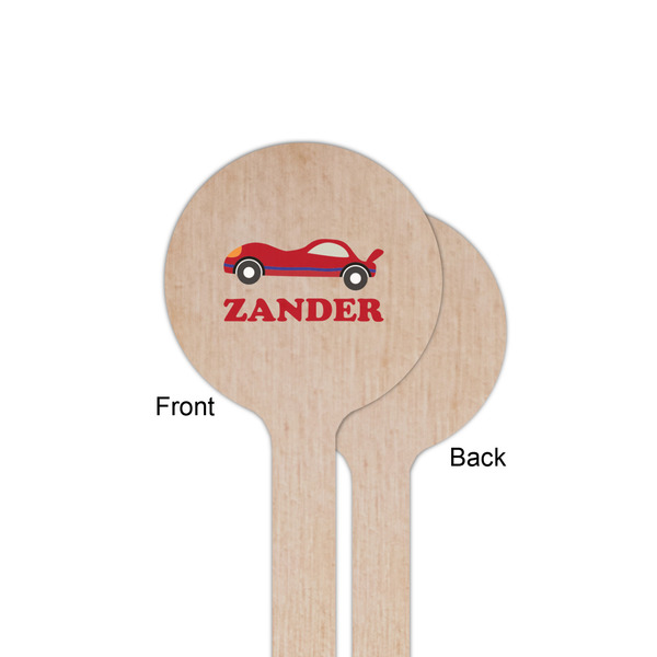 Race Car Wooden 6" Stir Stick - Round - Single Sided - Front & Back