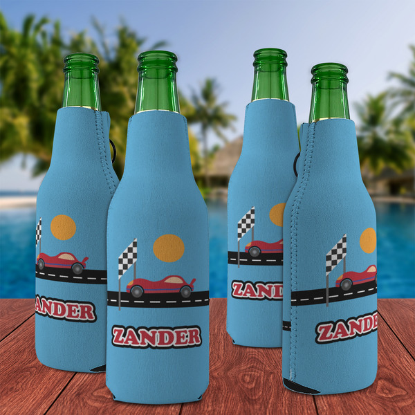 Race Car Zipper Bottle Cooler - Set of 4 - LIFESTYLE