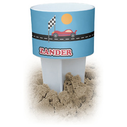 Race Car White Beach Spiker Drink Holder (Personalized)