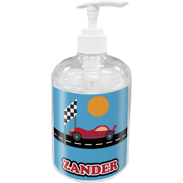Custom Race Car Acrylic Soap & Lotion Bottle (Personalized)