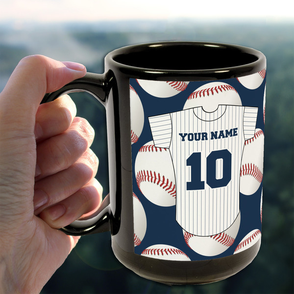 Baseball Jersey 15oz. Black Mug - LIFESTYLE