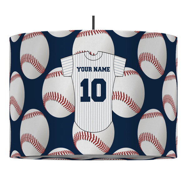 Custom Baseball Jersey 16" Drum Pendant Lamp - Fabric (Personalized)