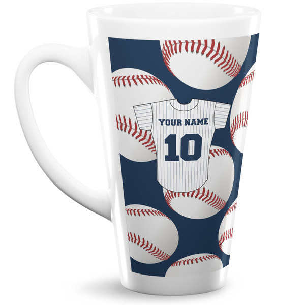 Custom Baseball Jersey 16 Oz Latte Mug (Personalized)
