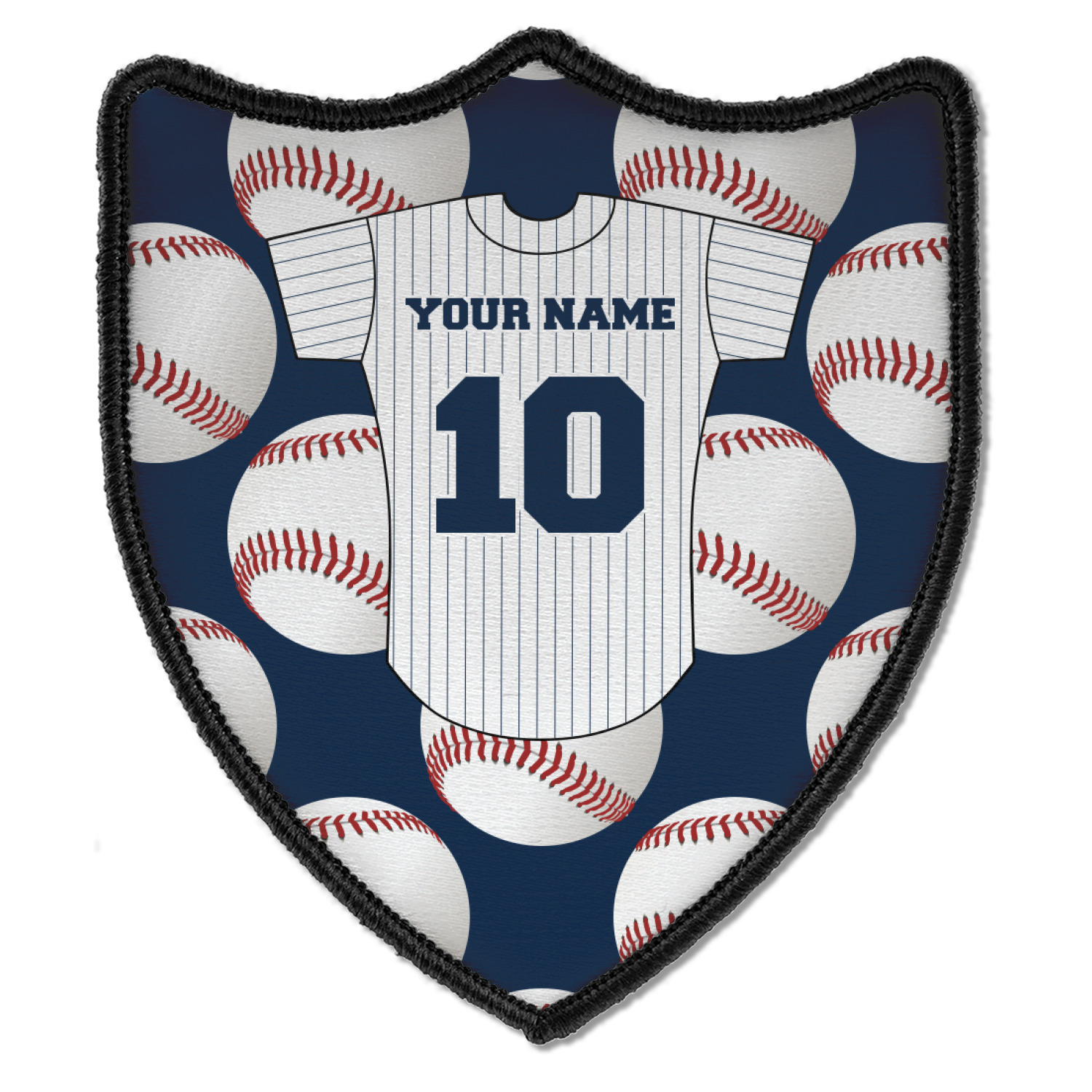 Baseball Jersey Iron On Shield Patch B w/ Name and Number YouCustomizeIt