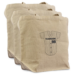 Baseball Jersey Reusable Cotton Grocery Bags - Set of 3 (Personalized)