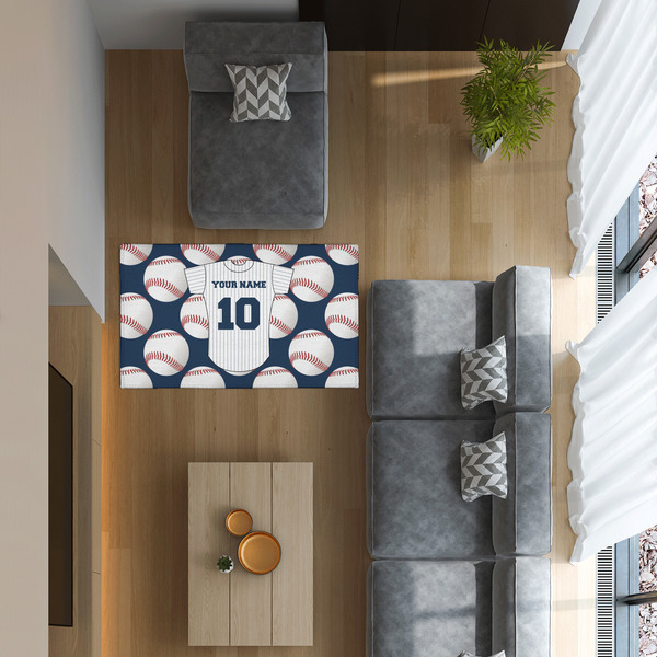 Baseball Jersey 3'x5' Indoor Area Rugs - IN CONTEXT