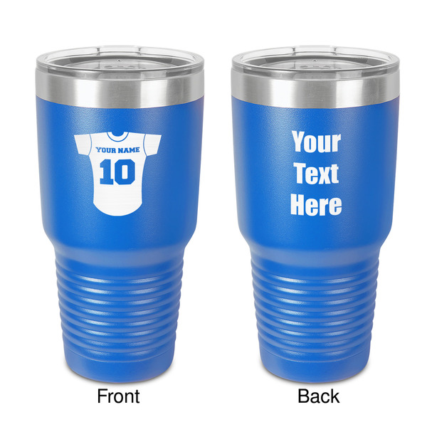 Custom Baseball Jersey 30 oz Stainless Steel Tumbler - Royal Blue - Double-Sided (Personalized)