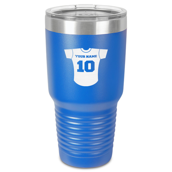 Baseball Jersey 30 oz Stainless Steel Ringneck Tumbler - Blue - Front