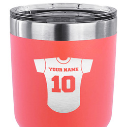 Baseball Jersey 30 oz Stainless Steel Tumbler - Coral - Double Sided (Personalized)