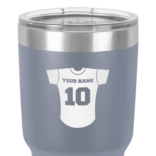Baseball Jersey 30 oz Stainless Steel Ringneck Tumbler - Grey - Close Up