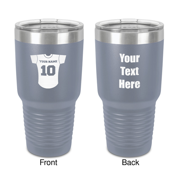 Custom Baseball Jersey 30 oz Stainless Steel Tumbler - Grey - Double-Sided (Personalized)