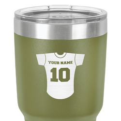 Baseball Jersey 30 oz Stainless Steel Tumbler - Olive - Single-Sided (Personalized)