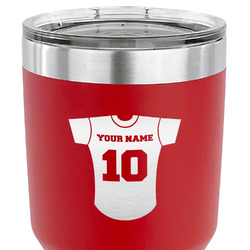 Baseball Jersey 30 oz Stainless Steel Tumbler - Red - Single Sided (Personalized)