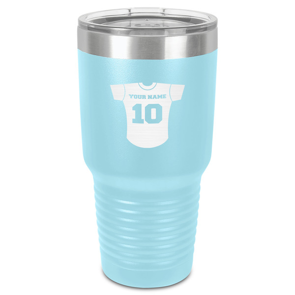 Custom Baseball Jersey 30 oz Stainless Steel Tumbler - Teal - Single-Sided (Personalized)