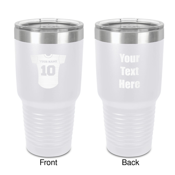 Custom Baseball Jersey 30 oz Stainless Steel Tumbler - White - Double-Sided (Personalized)