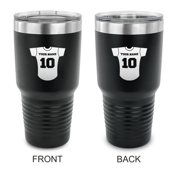 Custom Baseball Jersey 30 oz Stainless Steel Tumbler - Black - Double Sided (Personalized)