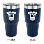 Baseball Jersey 30 oz Stainless Steel Tumbler - Navy - Double Sided (Personalized)