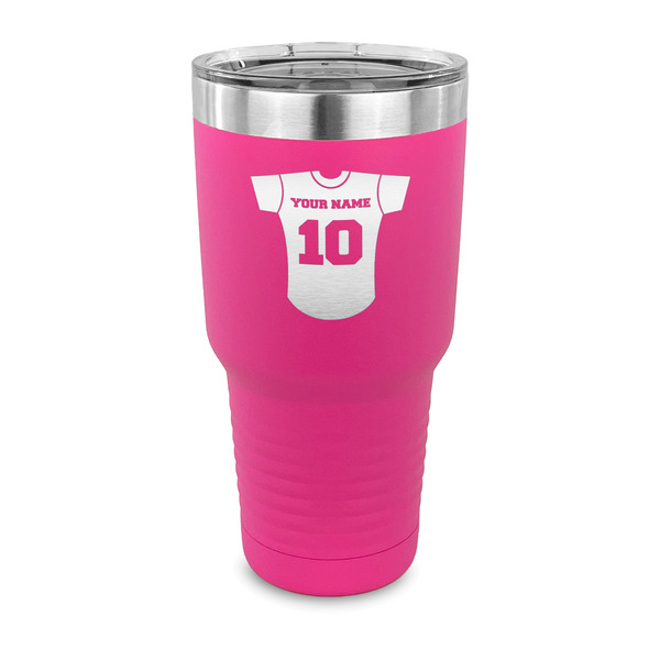Custom Baseball Jersey 30 oz Stainless Steel Tumbler - Pink - Single Sided (Personalized)
