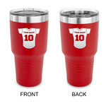 Baseball Jersey 30 oz Stainless Steel Tumbler - Red - Double Sided (Personalized)