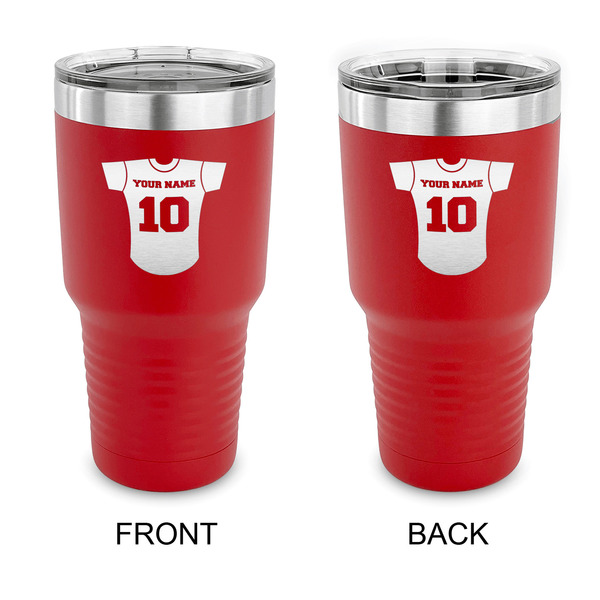 Custom Baseball Jersey 30 oz Stainless Steel Tumbler - Red - Double Sided (Personalized)