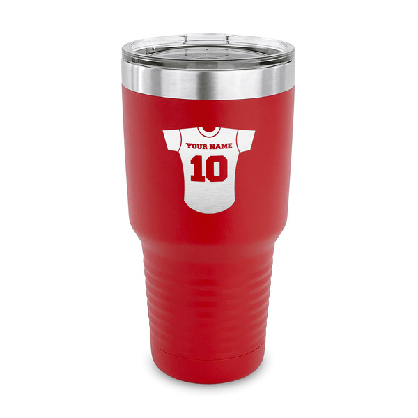 Custom Baseball Jersey 30 oz Stainless Steel Tumbler - Red - Single Sided (Personalized)