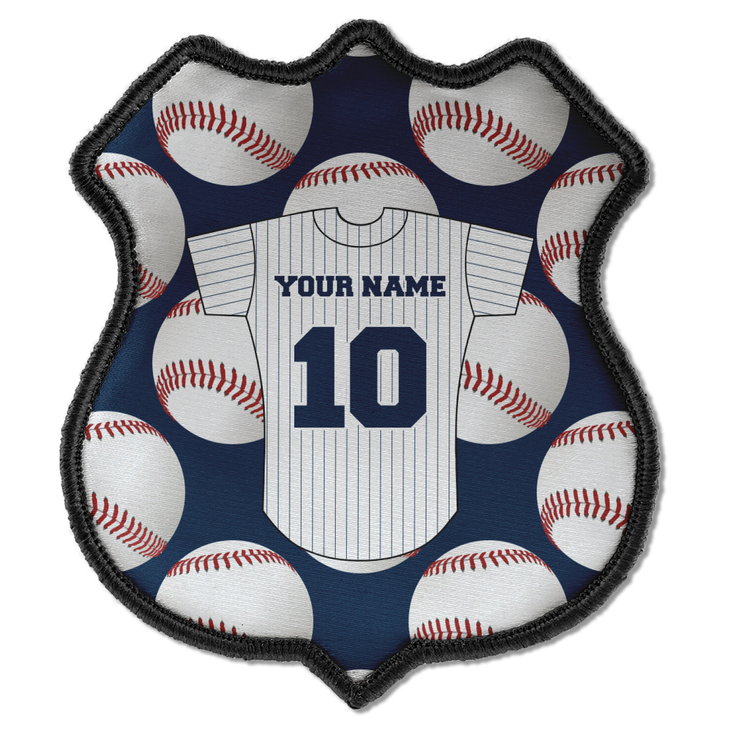 Baseball Jersey Iron On Shield Patch C w/ Name and Number YouCustomizeIt