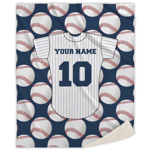 Custom Baseball Jersey Sherpa Throw Blanket - 60"x80" (Personalized)