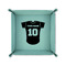 Baseball Jersey 6" x 6" Teal Leatherette Snap Up Tray - FOLDED UP