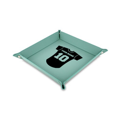 Baseball Jersey 6" x 6" Teal Faux Leather Valet Tray (Personalized)