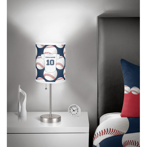 Baseball Jersey 7 inch drum lamp shade - in room