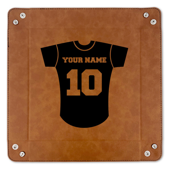 Baseball Jersey 9" x 9" Leatherette Snap Up Tray - APPROVAL (FLAT)