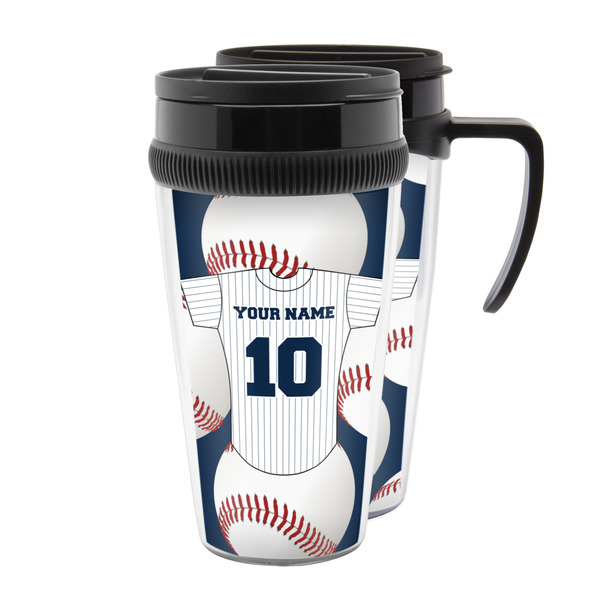 Custom Baseball Jersey Acrylic Travel Mug (Personalized)