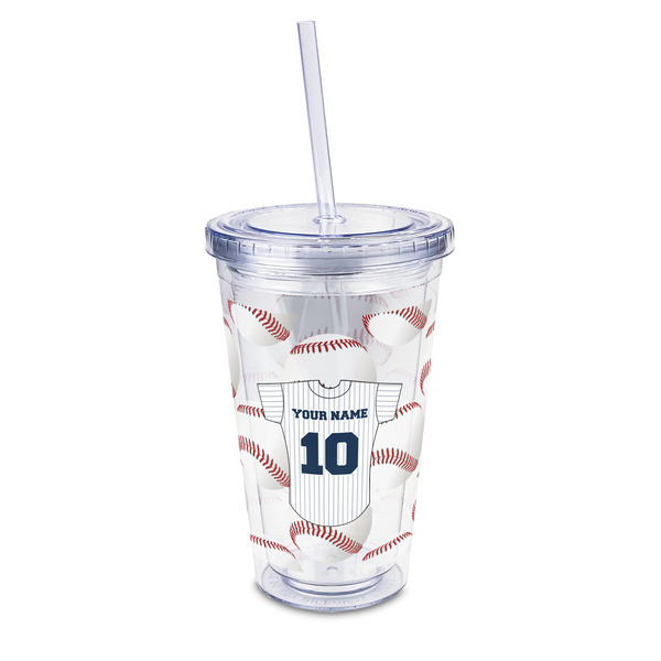 Custom Baseball Jersey 16oz Double Wall Acrylic Tumbler with Lid & Straw - Full Print (Personalized)