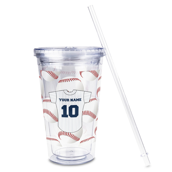 Baseball Jersey Acrylic Tumbler - Full Print - Front straw out