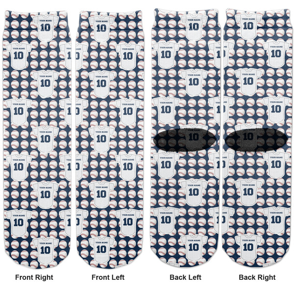 Baseball Jersey Adult Crew Socks - Double Pair - Front and Back - Apvl