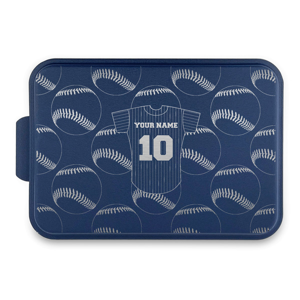Custom Baseball Jersey Aluminum Baking Pan with Navy Lid (Personalized)