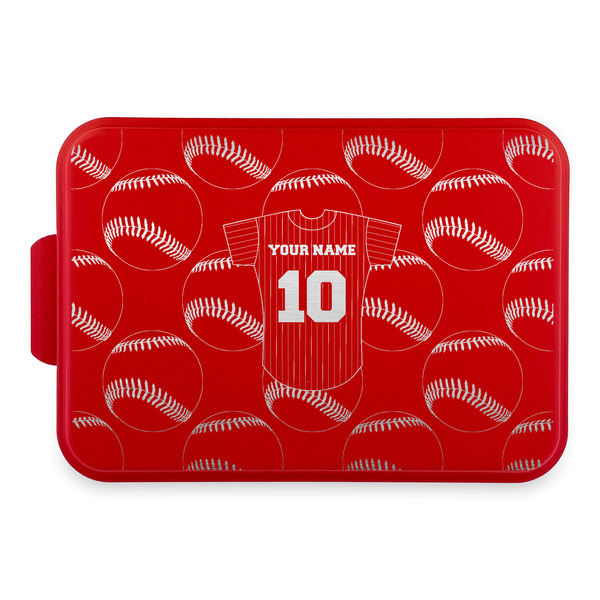 Custom Baseball Jersey Aluminum Baking Pan with Red Lid (Personalized)