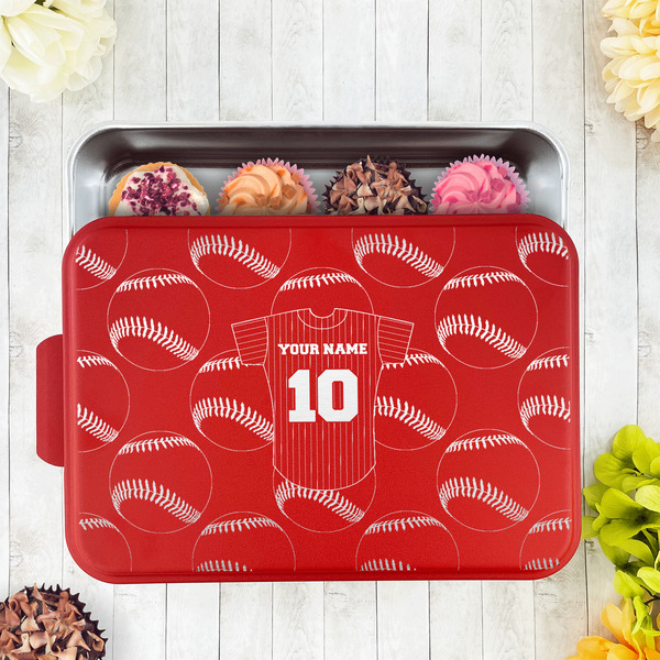 Baseball Jersey Aluminum Baking Pan - Red Lid - LIFESTYLE