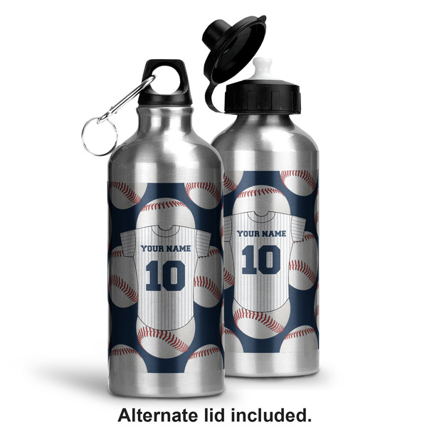 Baseball Jersey Aluminum Water Bottle - Alternate lid options